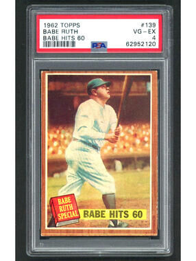 1962 Topps #139 Babe Ruth Babe Hits 60 PSA 4 VG-EX New York Yankees Hof